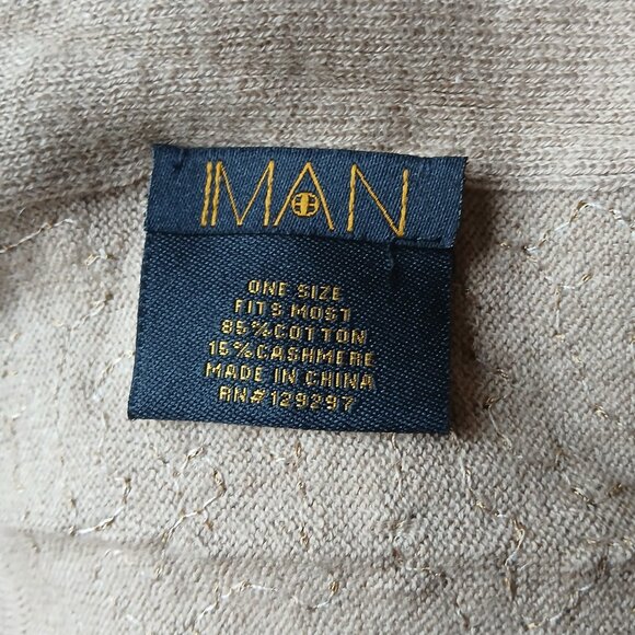 Iman Cotton/Cashmere Scarf/Wrap Tan - Picture 3 of 5